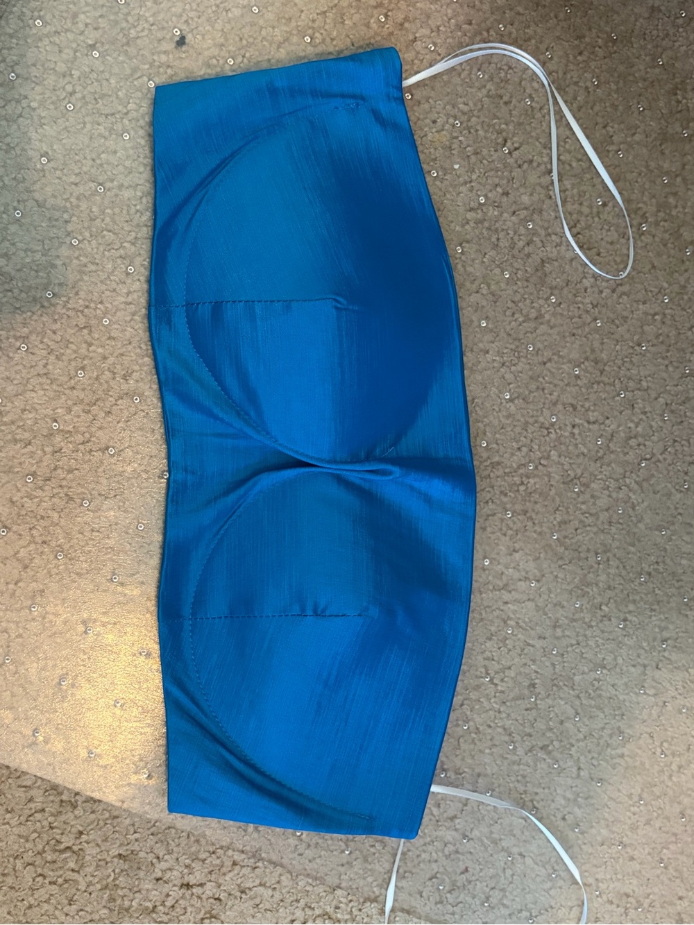 Bright Blue Strapless Bandeau Crop Top